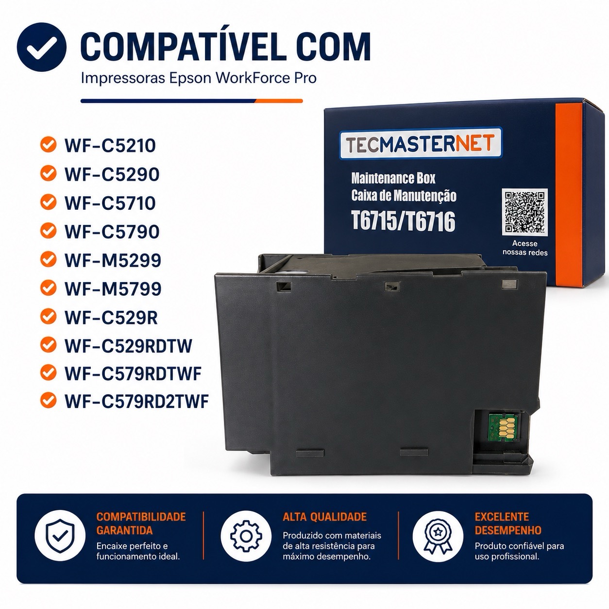 Caixa de manutenção Epson T6716 Tecmasternet compatível WF-C5710 WF-C5790 WF-M5299 WF-M5799