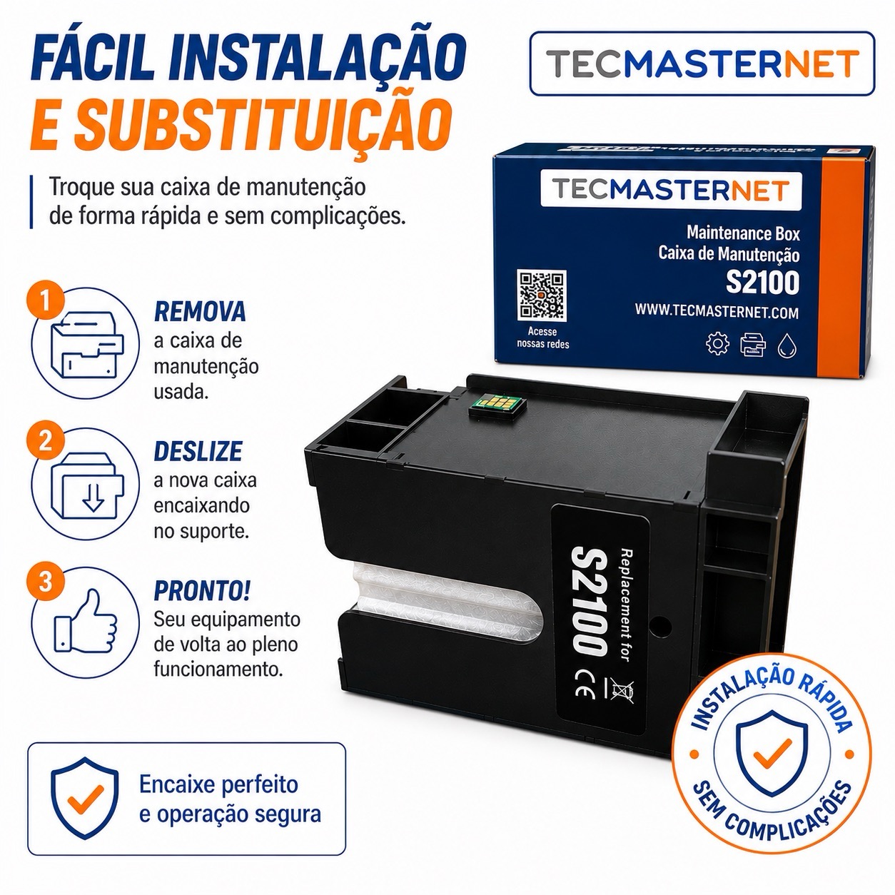 Caixa de manutenção S2100 Tecmasternet compatível com Epson T3170 T5170 F570 F571