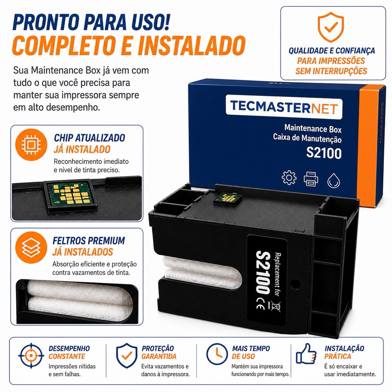 Caixa de manutenção S2100 Tecmasternet compatível com Epson T3170 T5170 F570 F571