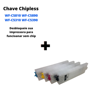 Kit Cartuchos Recarregaveis Epson WF-C5810 WF-C5890 WF-C5310 WF-C5390 Desbloqueio Chipless