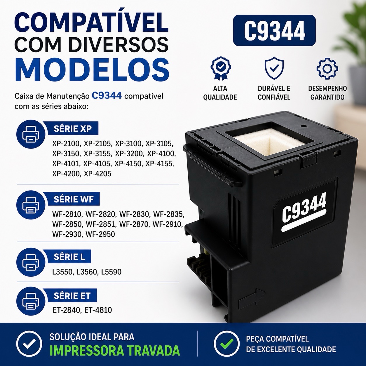 Caixa de Manutenção C9344 Epson L5590 XP3100 XP3200 XP4100 XP4200 WF2830 WF2930 Compatível - Imagem 2