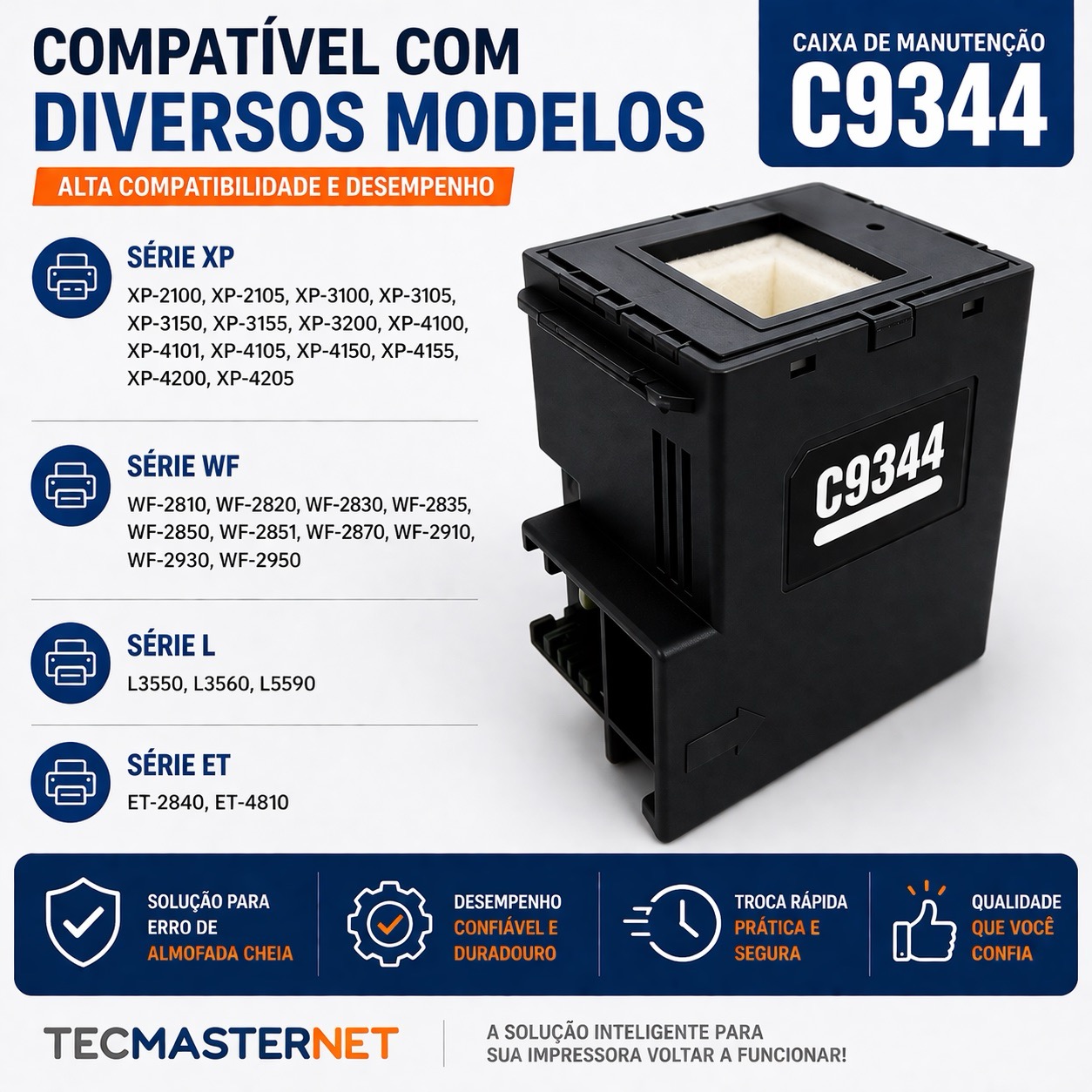 Caixa de Manutenção C9344 Epson L5590 XP3100 XP3200 XP4100 XP4200 WF2830 WF2930 Compatível - Imagem 3