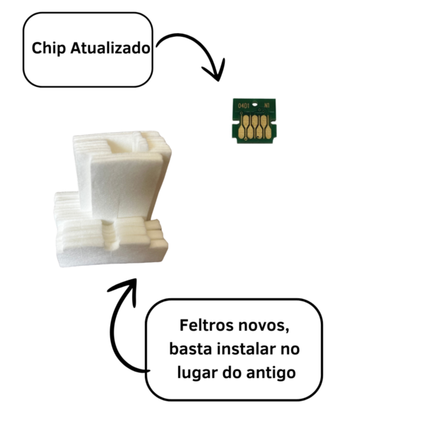 Kit Feltro + Chip Para Caixa Manutenção Epson T04d1 L14150 6490 6171 L6270 - Imagem 2