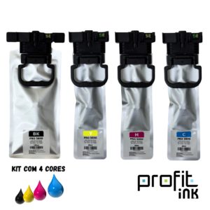 Kit 4 Bolsa Tinta Bag Epson WF-C5810 WF-C5890 WF-C5390 Pigmentada Compatível Profit