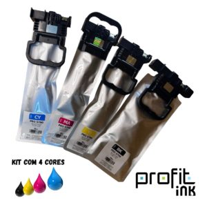 Kit 4 Bolsas Tinta Bag Epson WF-C5710 WF-C5790 WF-C5210 Pigmentada Compatível Profit