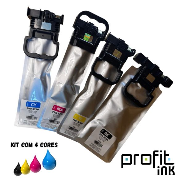 Kit 4 Bolsas Tinta Bag Epson WF-C5710 WF-C5790 WF-C5210 Pigmentada Compatível Profit